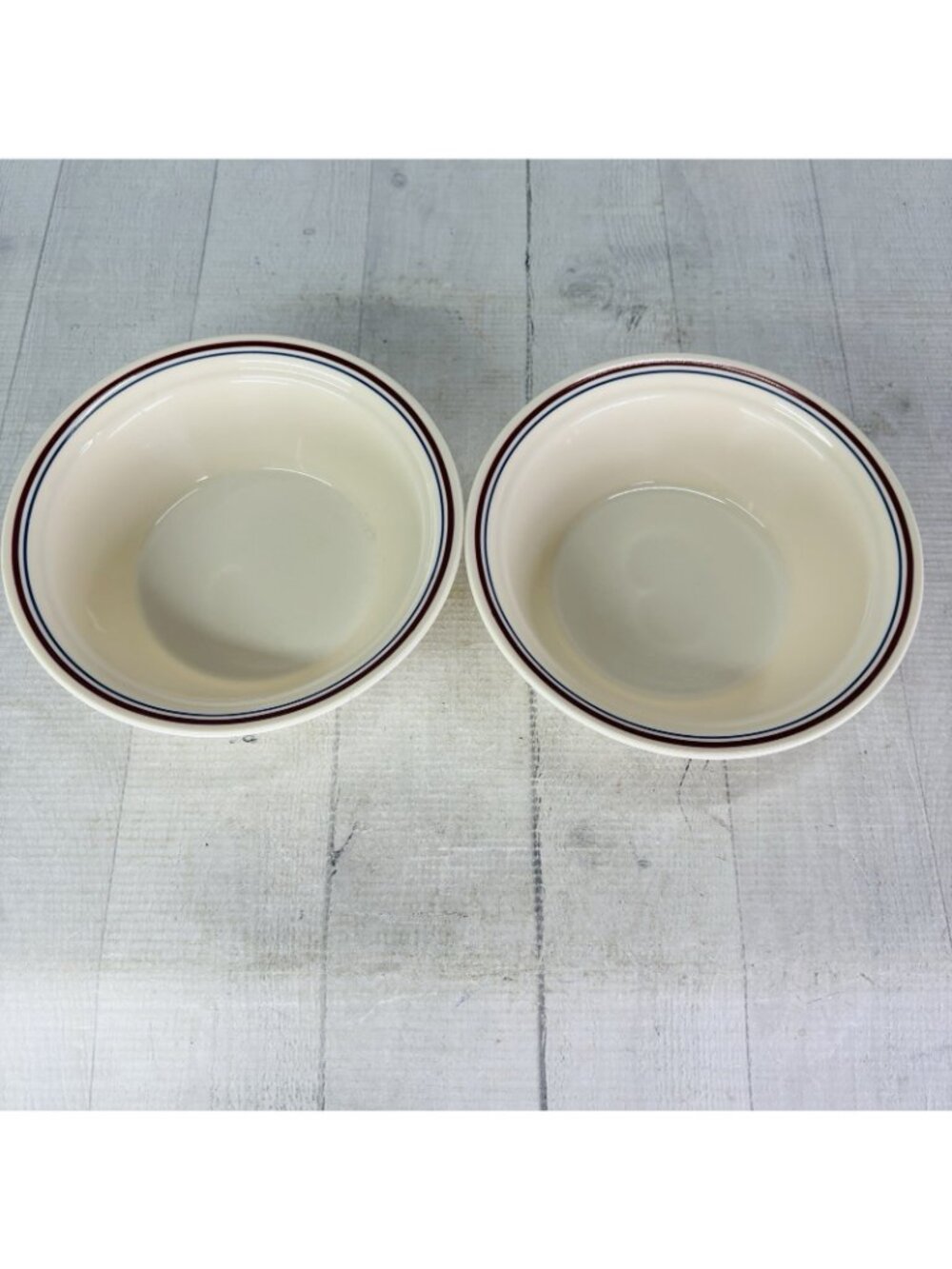 Corelle ABUNDANCE Cornerstone Beige Blue Maroon Band Rim Soup Cereal Bowls Set 7